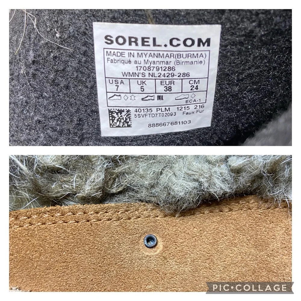 SOREL Joan of Arctic Boots Elk Dark Mountain Leather Winter Tan Womens Size 7